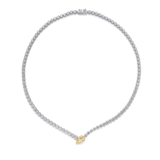 Yellow Pear Diamond Tennis Necklace