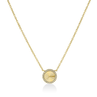 Round Diamond Fluted Disc Necklace