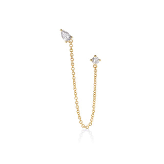 Pear & Round Lab Diamond Chain Stud Earring