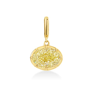 About: This oval yellow diamond pendant features a softly rounded silhouette set in 14K gold for a clean, balanced look. Simple yet elevated, it adds a refined statement to any chain.

Diamond Details: Oval Lab Grown Yellow Diamond

Total Carat Weight: 3 Carats

Metal:&nbsp;14K Solid Gold

Available in&nbsp;14K Yellow Gold, 14K White Gold, Two-tone (14K White Gold Front + 14K Yellow Gold Back + Bail), Two-tone (Black Rhodium Front + 14K Yellow Gold Back + Bail)

Dimensions:

3 Carat: Approx 10 mm x 13 mm

C