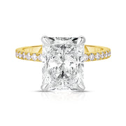 2.51 Carat Radiant Cut Solitaire Diamond in Two-Tone Setting with Pavé Band