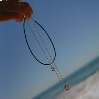 AB x Jespresso Fluted Diamond Pendant on Ball Chain Necklace
