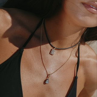 AB x Jespresso Fluted Diamond Pendant on Ball Chain Necklace