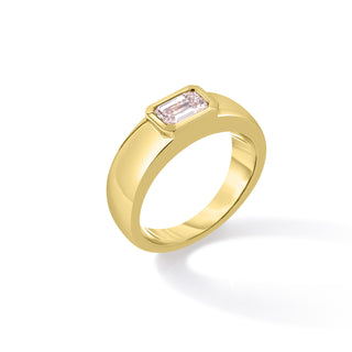 Bezel Emerald Cut Pink Lab Diamond Ring