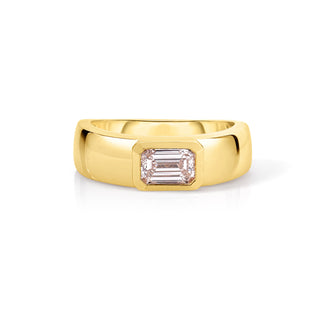 Bezel Emerald Cut Pink Lab Diamond Ring