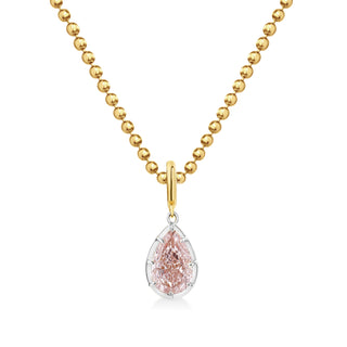 Georgian Pear Pink Lab Diamond Ball Chain Necklace