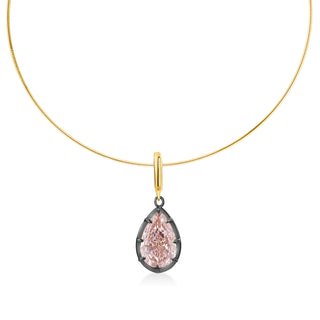 Georgian Pear Pink Lab Diamond Omega Necklace