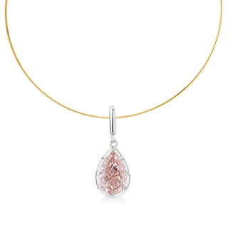Georgian Pear Pink Lab Diamond Omega Necklace