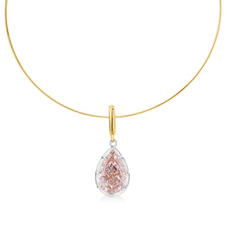 Georgian Pear Pink Lab Diamond Omega Necklace