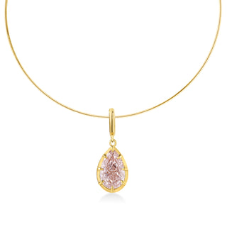 Georgian Pear Pink Lab Diamond Omega Necklace