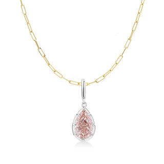 Georgian Pear Pink Lab Diamond Paperclip Necklace