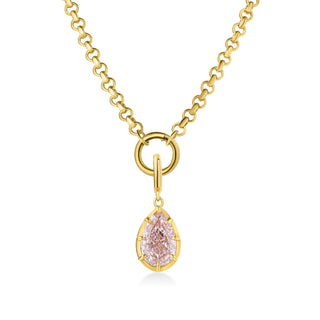 Georgian Pear Pink Lab Diamond Rolo Necklace