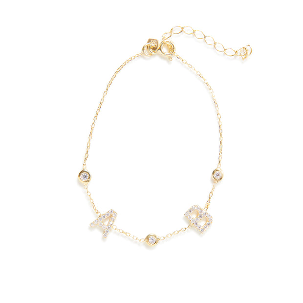 Diamond Bezel Double Initial Bracelet – Alexandra Beth
