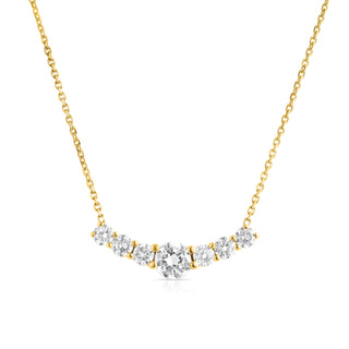 Graduated Curved Diamond Bar Necklace