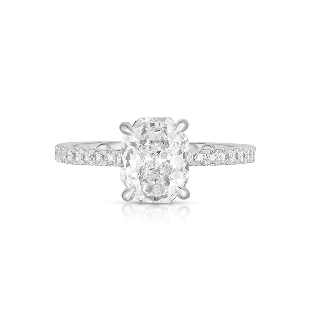 1.85 Radiant Cut Diamond in Two-Tone Setting with Pavé Band