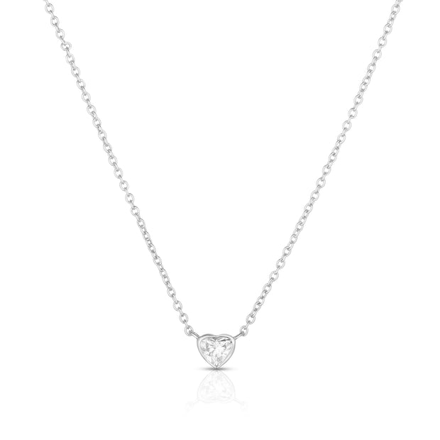Mini Bezel Set Diamond Heart Necklace