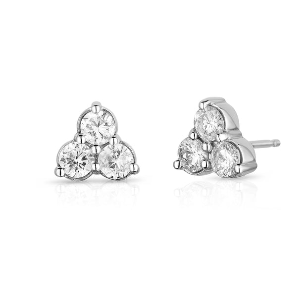 Diamond Tripod Cluster Stud Earrings