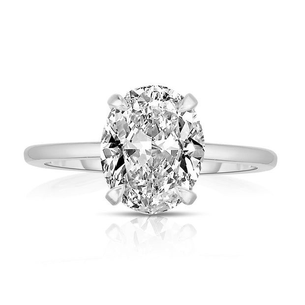 Hidden Halo Oval Diamond Solitaire Engagement Ring