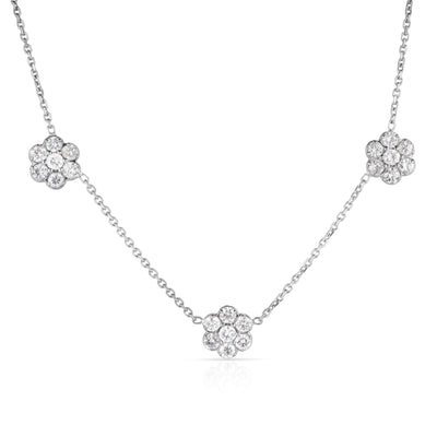 Triple Diamond Flower Necklace