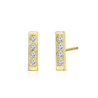 Channel Set Diamond Bar Stud Earring