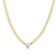 Diamond Heart Cuban Link Chain Necklace