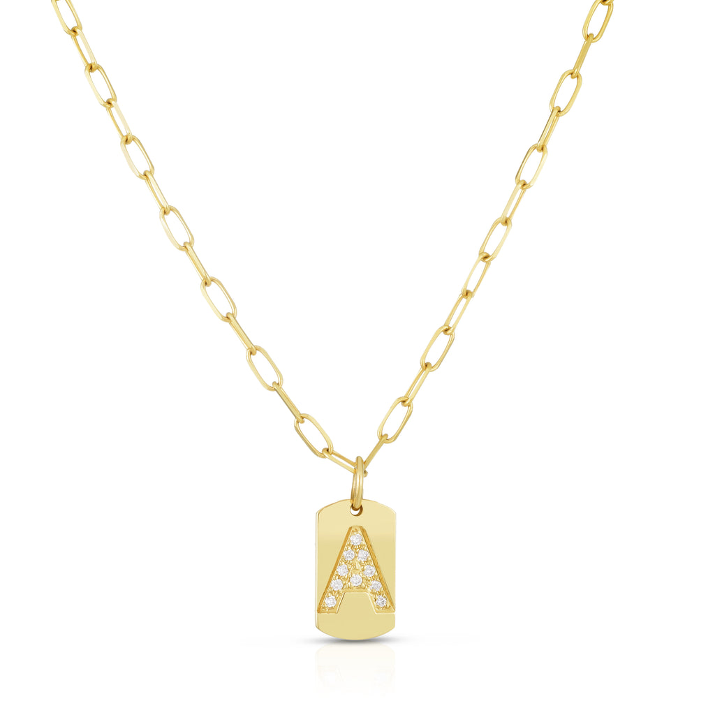 14k Gold and Diamond Dog Tag Necklace — Bradley's Jewelers