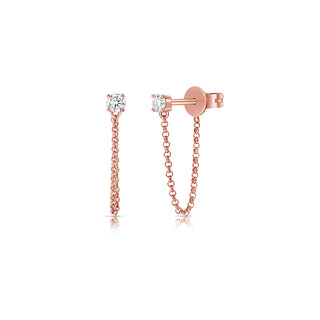 Diamond Chain Stud Earrings
