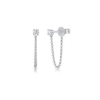 Diamond Chain Stud Earrings