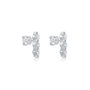 Diamond 3 Stone Bar Earrings