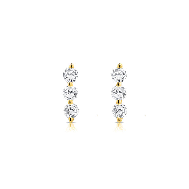 Diamond 3 Stone Bar Earrings