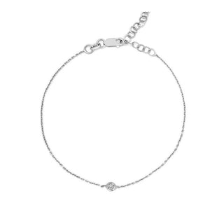 About: A single bezel set diamond gives this delicate bracelet a clean, understated focal point. Crafted in 14K gold, it layers effortlessly and adds a subtle finish to everyday wear.

Diamond Details: 1 Round Natural Diamond&nbsp;

Total Carat Weight: 0.05 Carats
Color: G/H
Clarity: SI
Metal:&nbsp;14K Solid Gold&nbsp;
&nbsp;
Width:&nbsp;2 mm&nbsp;


Length:&nbsp;Adjustable 6.5-7"


Closure:&nbsp;Lobster clasp