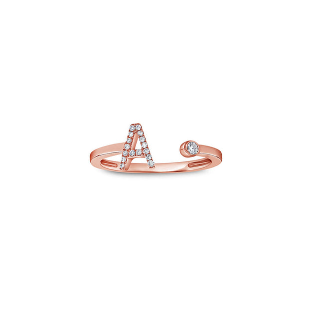 Diamond Bezel Initial Ring