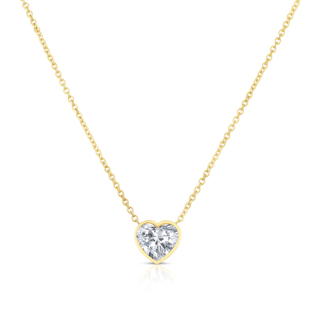 1.10 Carat Bezel Set Diamond Heart Necklace