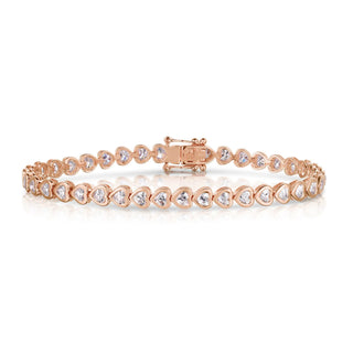 Bezel Set Heart Cut Natural Diamond Tennis Bracelet