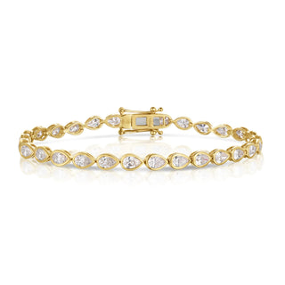 Bezel Pear Natural Diamond Tennis Bracelet