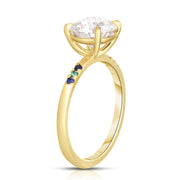 Round Brilliant Engagement Ring with Colorful Side Stones