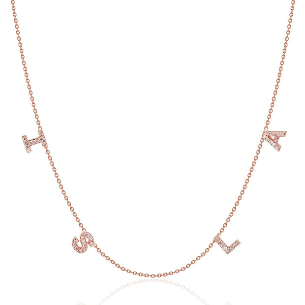 Diamond Block Name Necklace