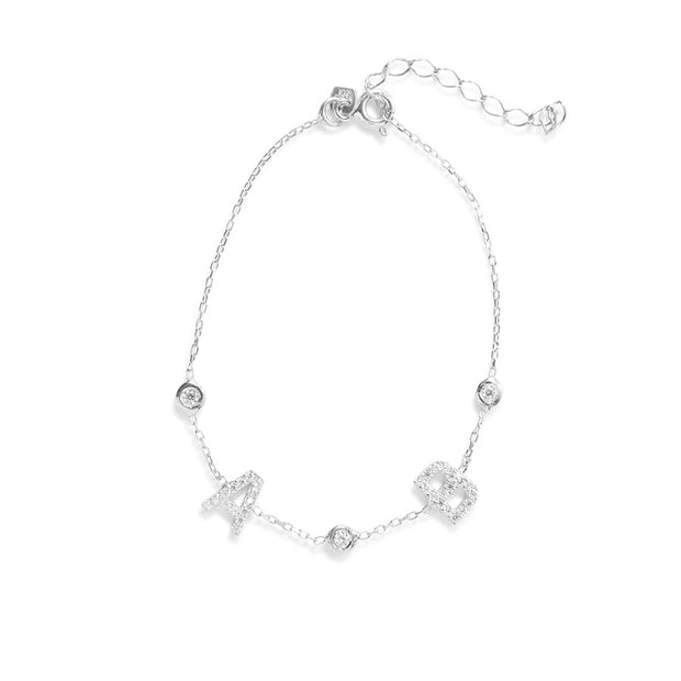 Diamond Bezel Double Initial Bracelet
