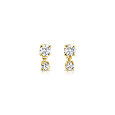 Double Diamond Dangle Stud Earrings