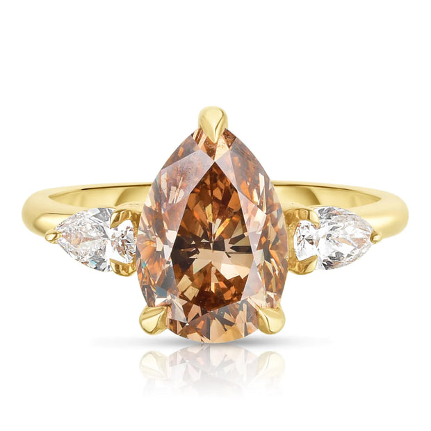 2.14 Carat Champagne Pear Diamond Engagement Ring