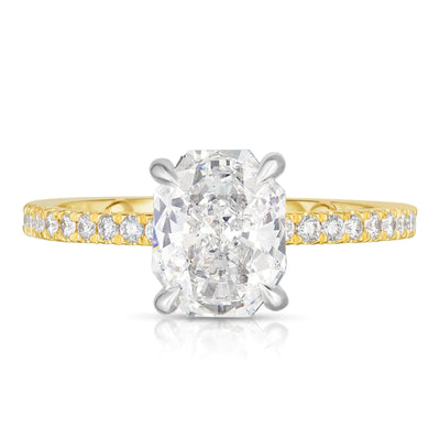1.85 Radiant Cut Diamond in Two-Tone Setting with Pavé Band