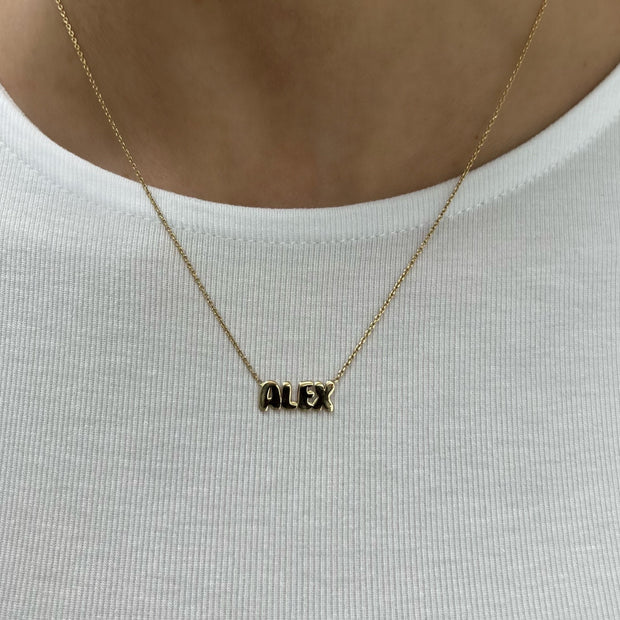 Bubble Nameplate Necklace