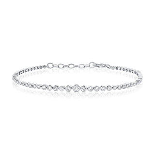 Graduated Bezel Natural Diamond Tennis Bracelet