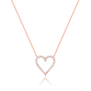 Graduated Diamond Single Prong Heart Necklace