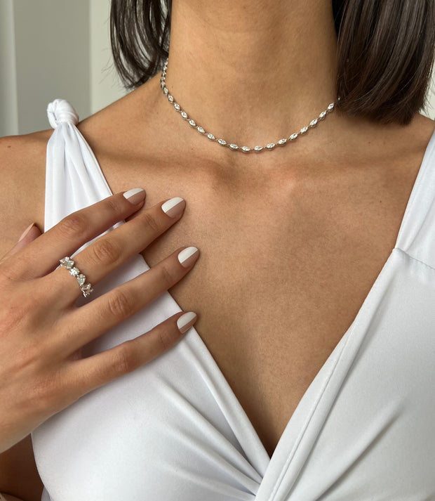 Marquise diamond tennis necklace Clearance