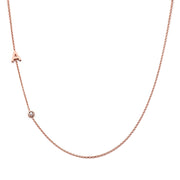 Asymmetrical Initial and Diamond Bezel Necklace