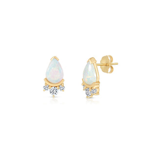 Diamond x Opal Teardrop Stud Earrings