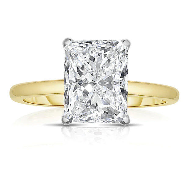 3 Radiant Cut Solitaire Diamond in Classic Two-Tone Setting