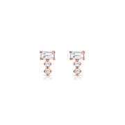 Diamond Rectangle Triple Stud Earrings