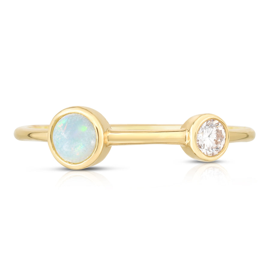 Bezel Set Opal and Diamond Ring